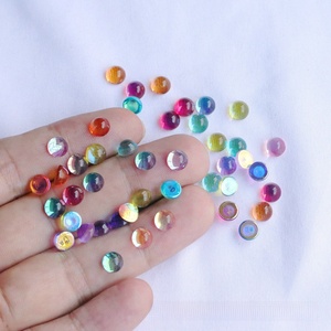 Cabochons en verre ronds de 6 mm de diamètre, irisés AB, à fond plat, semi-circulaires, embellissements colorés, strass plats brillants pour ongles - Product Image 3