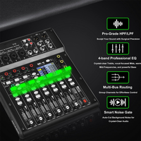 Console de mixage numérique professionnelle 8 canaux MX8208 avec lecteur MP3 BT/USB, alimentation fantôme 48V, égaliseur 6 bandes