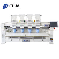 Machine à broder informatisée FUJA à 4 têtes et 15 aiguilles, haute vitesse, industrielle, automatique, pour casquettes, t-shirts, broderie plate
