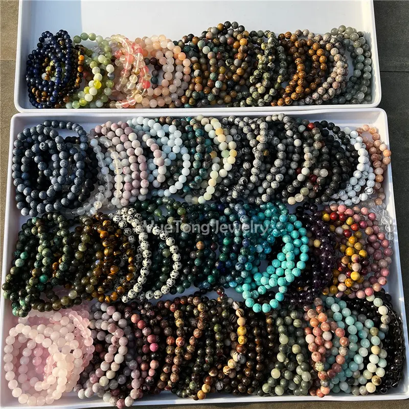 Vente en gros de perles rondes en pierre naturelle de 4/6/8/10mm Bracelet de pierres précieuses en cristal de quartz de guérison pour hommes femmes filles