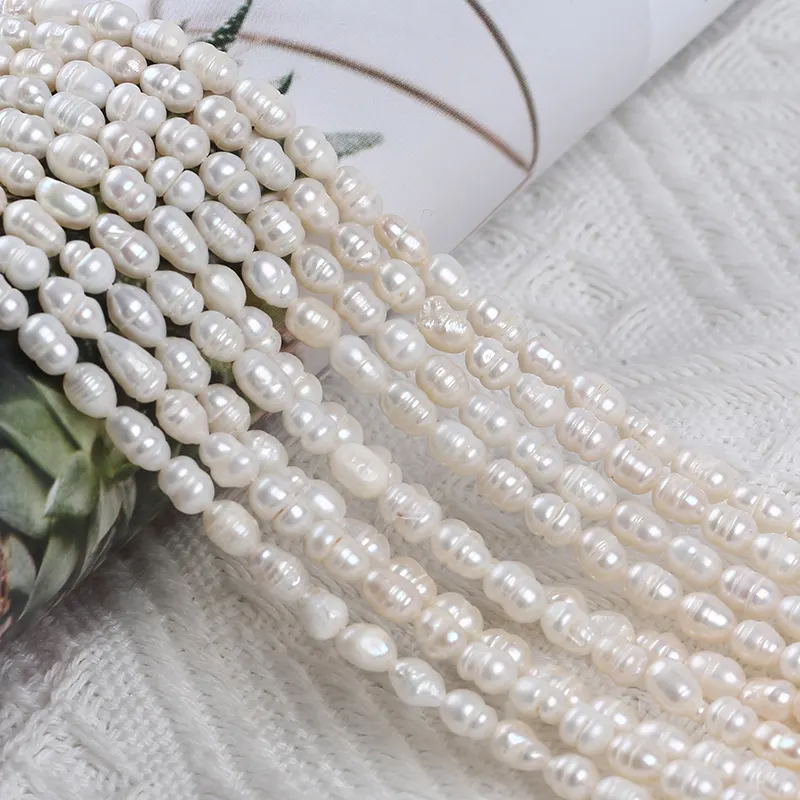 4-5mm wholesale cheap factory price freshwater pearl strands rice pearls loose