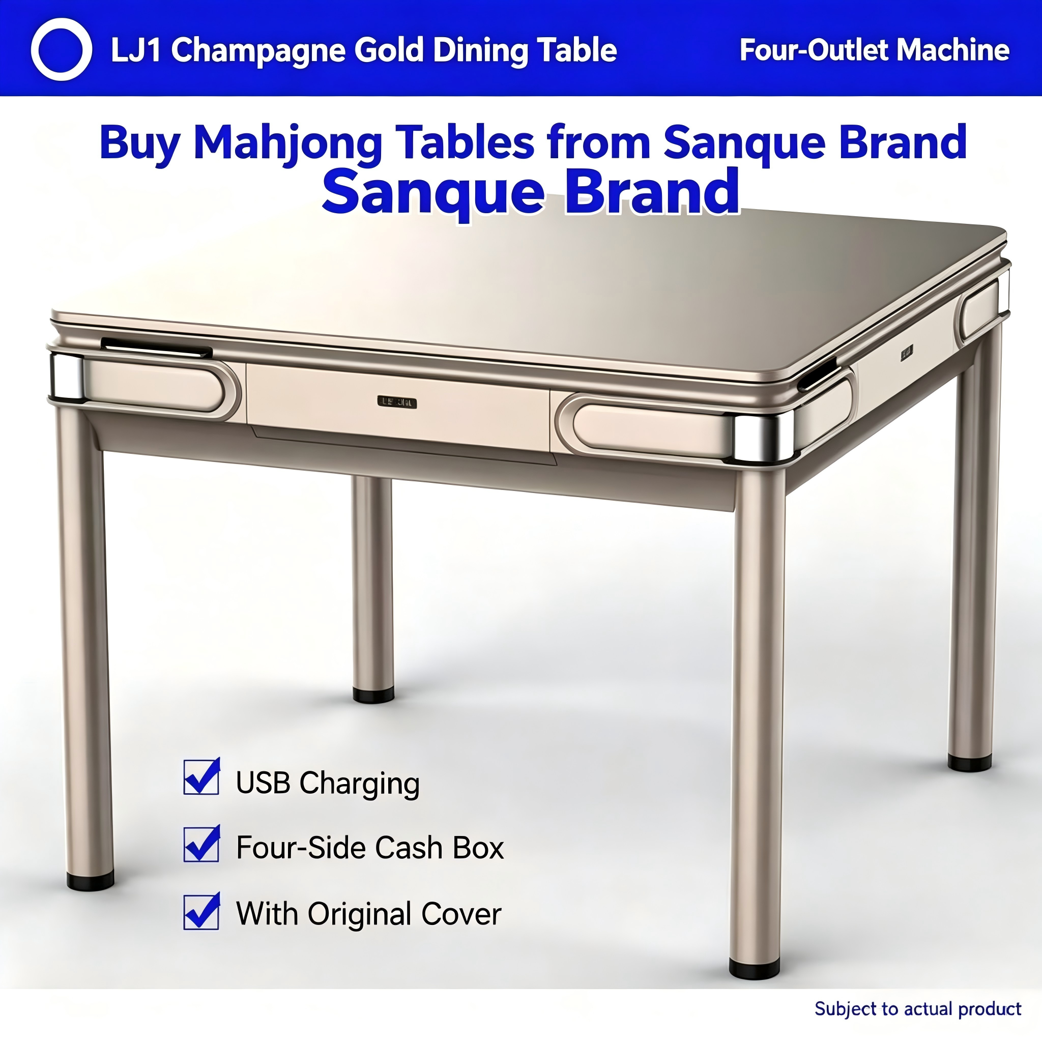 Dining Table LJ1 - Champagne Gold (Four-Seat)