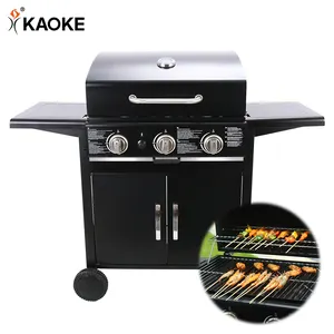 KAOKE 24英寸家用大容量燃气烤架户外天然气烤架烤箱3燃烧器燃气烤架供应商