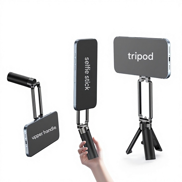 Mini Pocket Dual-sided Magnetic Foldable Phone Tripod Stand ABS/Zinc Alloy/Silicone 1kg Load 180 Adjustable 30cm Extendable