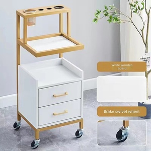 Carrello Multifunzionale Classico per Salone di Bellezza con Porta Utensili per Capelli e Ruote, Carrello Portaoggetti con Cassetti per Spa - Product Image 2