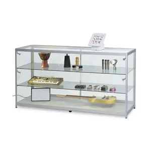 Keway Custom Retail Display Glass Cabinet With Led Light Supermarket Jewelry Perfume Tempered Glass Display Showcase
