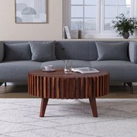 Table basse ronde en bois de Sheesham artisanal, table basse en bois de qualité supérieure pour salon, bureau à domicile, hôtel et salle de séjour