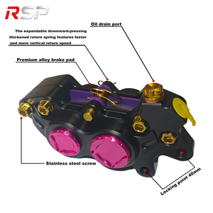 4 pistoni CNC lega di alluminio pinze freno idraulico nero universale per sistemi di carrozzeria moto - Product Image 4