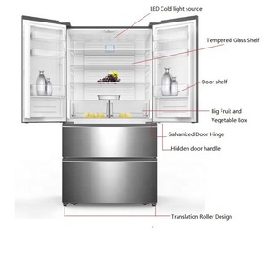 558L <b>Cheap</b> Big Capacity Home and Hotel Use Fridge Frost Free Side by Side Bottom Freezer French Door Refrigerator - Product Image 2