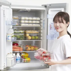 8101米透明水果收纳盒可堆叠食品冰箱储物塑料容器罐厨房容器