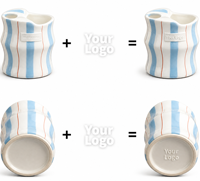 Mug à café en céramique ondulé avec logo personnalisé, color block, pour collection de vente au détail de cafés et boutiques (OEM)