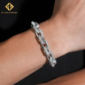 Pulsera de Diamantes Cultivados en Laboratorio Zuanfa, Cadena Cuadrada de 10 mm, Cadena Cubana, Collar de Eslabones Cubanos, Pulsera para Hombre, Diamantes Incrustados - Product Image 2