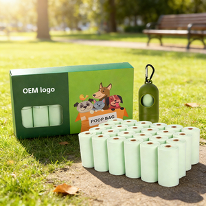 Bolsas Compostables para Excremento de Perro con Dispensador, Bolsas Biodegradables Gruesas a Prueba de Fugas para Desechos de Perro - Product Image 1