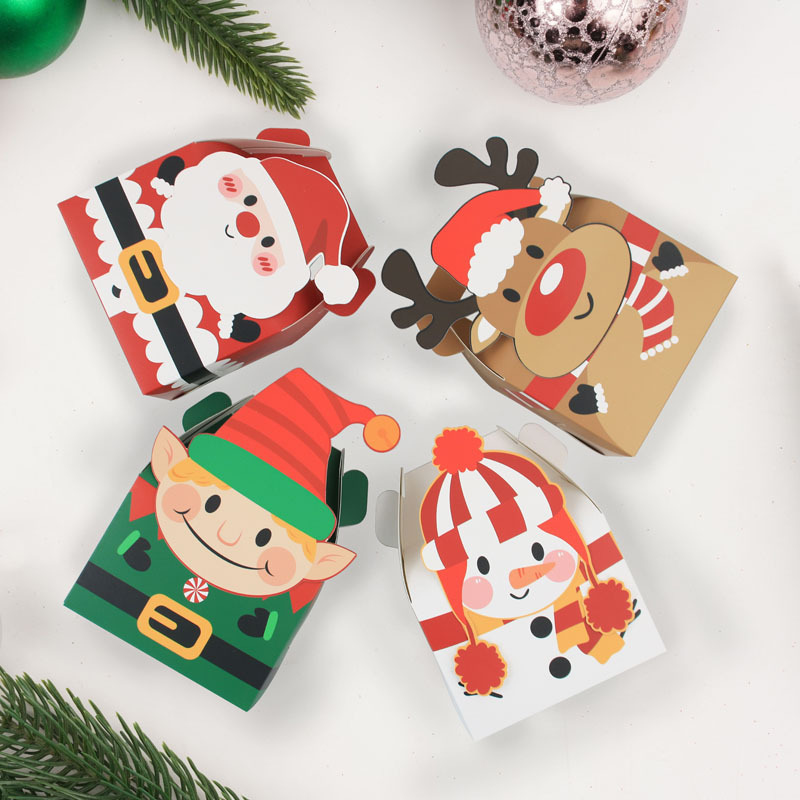 Cute 3D Colorful Cardboard Cookie Box with Handles 1mm Thickness for Candy Packaging and Gift Giving During Christmas Parties