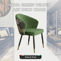 Chaise de salle à manger NOVA Baotian au design Art Déco moderne, tissu en velours vert, pieds en acier carbone, mobilier pour la maison, restaurant/villa 1