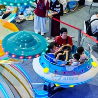 Manège Soucoupe Volante Rotatif pour Parc Extérieur avec Lumières LED Colorées