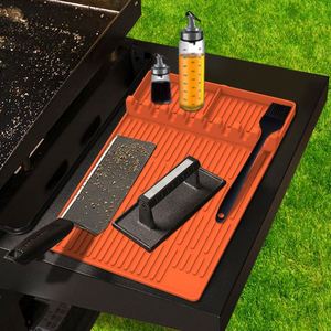 Heat Resistant Silicone Grill Mat Spatula Mat Utensil Holder with 8 Slots for Griddle <b>BBQ</b> Kitchen <b>Tool</b> Organizer Pad Waterproof - Product Image 1