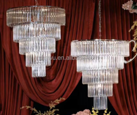 Magnifique lustre moderne de plafond de mariage d'événement rond lustre nordique grand arbre de cristal lumière décorative