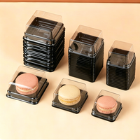Boîte blister sur mesure, couvercle en plastique carré en forme de dôme, empilable, récipient individuel pour mini gâteau à la mousse, portion individuelle