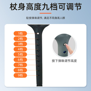 Béquilles sous-aisselles en alliage d'aluminium avec poignée épaissie et réglage télescopique de la hauteur pour le soutien de la mobilité - Product Image 4