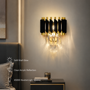 Lámpara de pared acrílica moderna, metal negro dorado, decorativa para interiores, para dormitorio, sala de estar, hotel, E27, 2W, 3000K, 4500K, 6000K - Product Image 3