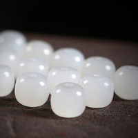 Perles de jade de Hetian naturel, néphrite blanche, en forme de baril, pour la fabrication de bijoux, bracelet DIY, collier de perles, accessoires de bijouterie