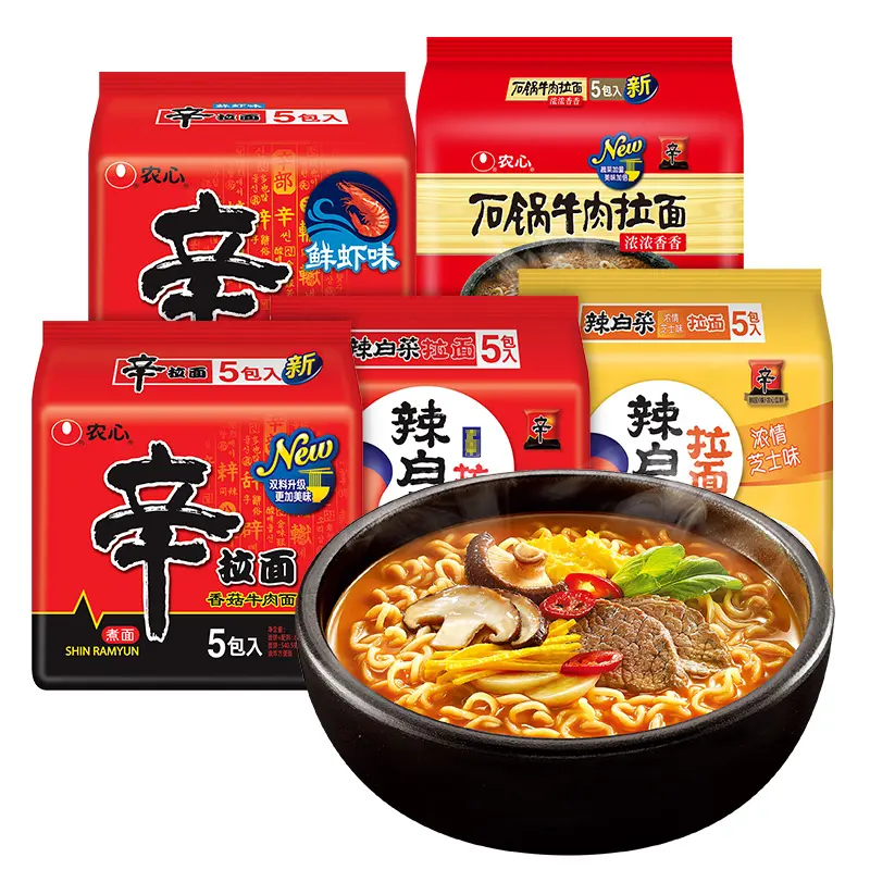 600g Hàn Quốc Nongshim kim chi cay bắp cải Ramen bao bì làm bằng tay nghệ mì ăn liền