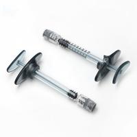 Seringue longue en verre de 1 mL avec embout de maintien au doigt et plongeur, corps Luer Lock pour l'emballage de produits de comblement cutané