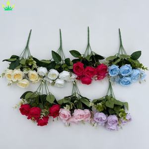 Flores Artificiales de Seda, Ramo de Rosas con Hojas, Decoración para el Hogar, Bodas, Fiestas, Jardín, Jarrones, Mesas, Cafeterías - Product Image 5