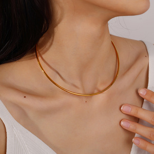 C Shaped Adjustable Gold <b>Bracelet</b> Choker <b>Set</b> Stainless Steel Minimalist Jewelry Unisex Fashion Accessory - Product Image 4