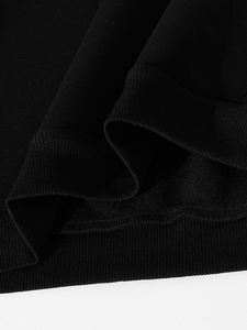 <span class=keywords><strong>Pull</strong></span>-over décontracté en <span class=keywords><strong>maille</strong></span> à manches longues avec cordon de serrage, imprimé respirant pour femmes, couleur unie, noir, pour l'hiver/le printemps - Product Image 5