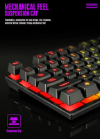Portable T-WOLF T20 USB filaire multicolore/lumineux Keycaps RGB 104 touches PC clavier mécanique de jeu pour les jeux