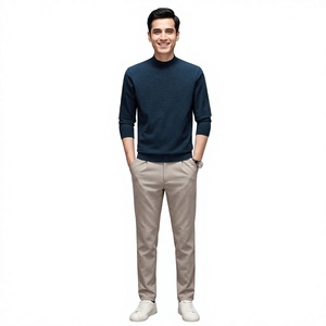 Pulls pour hommes pull pull en laine laine pull en tricot chemise de base chemise tricotée col roulé sweats d'hiver à manches longues - Product Image 1