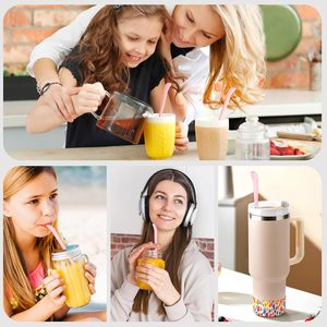 Pajitas de Silicona Antiarrugas para Vasos Stanley de 20/30/40 OZ, Reutilizables, Suaves, Aptas para el Contacto con los Labios, Pajitas Largas de Silicona Sin Arrugas - Product Image 4