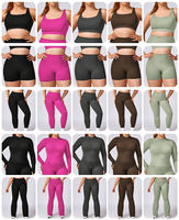 Ensemble de sport et yoga 4 pièces pour femmes grandes tailles, avec bretelles croisées, taille haute, respirant, anti-plis, pantalon évasé, OEM ODM