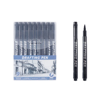 0.05 0.1 0.2 0.5 0.8mm stylo de calligraphie micron noir étanche Pigment Fine Liner croquis stylo ensemble avec logo