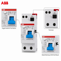 Dispositif de protection contre les courants résiduels ABB DDA204 RCD 4P 63A 30mA, disjoncteur différentiel électromagnétique, IEC 61008 CE, directement de l'usine