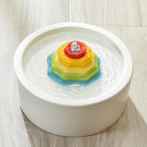 Automatischer Haustier-Trinkbrunnen mit Wasserzirkulation und -reinigung, Neutraler USB/EU/US 15L Regenbogen-Turm Keramik-Katzenwasserspender - Product Image 4