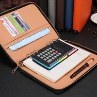A5 Padfolio Gestión Cuaderno Cremallera Portafolio Diario Organizador Agenda Logotipo en relieve personalizado Portador de archivos Carpeta