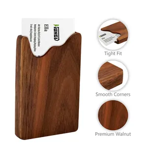 Boîte portable porte-cartes de visite porte-cartes de visite en bois portables boîtes de cartes de visite minces support de table poche de voyage en bois