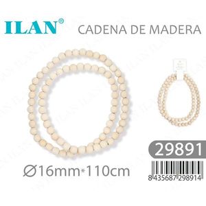 Catena di perline in legno Ilan 16mm 110cm, perline in legno naturale per la creazione di abbigliamento - Product Image 3