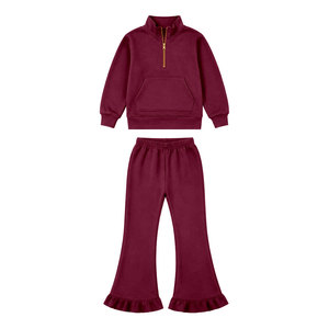 Sudadera personalizada con media cremallera para bebés niñas, de algodón orgánico y elastano, suave y más gruesa, para otoño, ideal para conjuntos festivos y ropa a juego para hermanas, venta al por mayor - Product Image 5