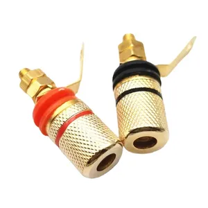 307镀金铜棒接线柱扬声器端子扬声器红色和黑色焊盘端子4毫米香蕉插头