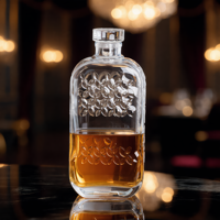 Bouteille de vin carrée cannelée personnalisée en usine, 700ml-1400ml, pour whisky, vodka, tequila, avec couvercle, logo et couleur personnalisés