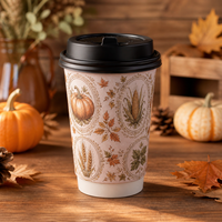Gobelet isotherme double paroi Trick or Treat, personnalisé avec logo, motif maïs sucré, en carton ondulé, pour chocolat chaud, 16 oz, en gros