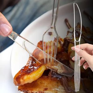 Bộ dao dĩa nhựa dùng một lần cao cấp 7 inch, chất liệu nhựa PS, màu trắng/đen - Product Image 2