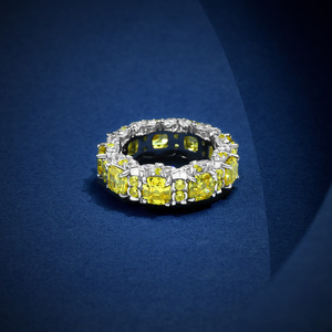 925 <b>Sterling</b> <b>Silver</b> 5mm Yellow Cubic Zirconia Stackable <b>Band</b> <b>Ring</b> - Product Image 2