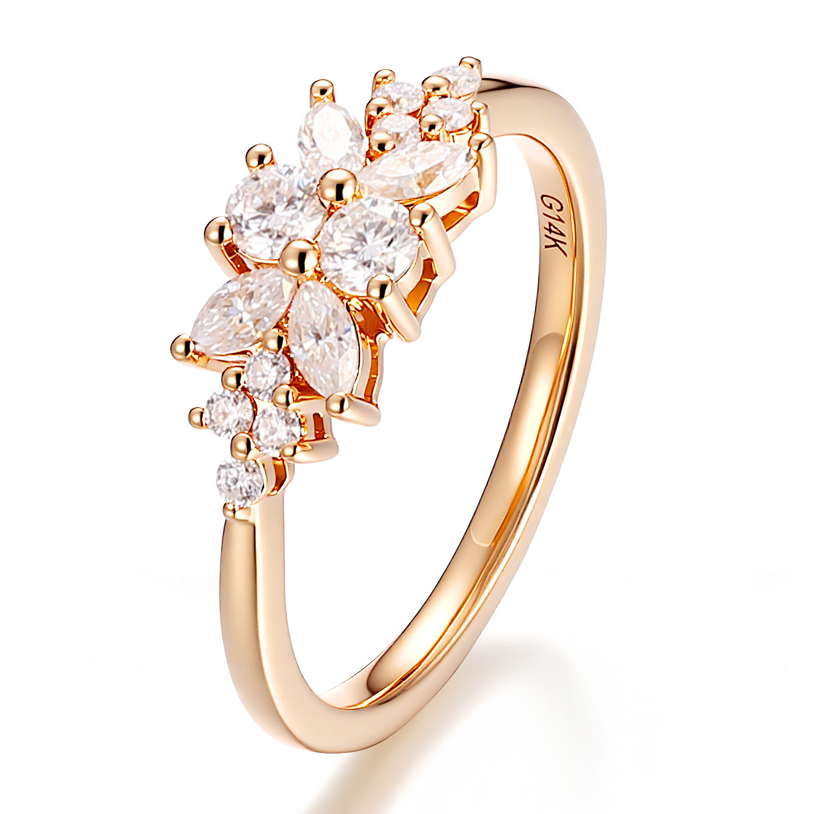 bague solide en or véritable 18 carats avec diamant de laboratoire