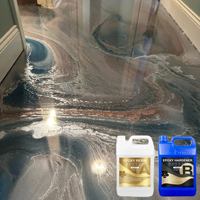 PURCOAT Résine Époxy 3D Autolissante pour Sols, Texture Transparente, Haute Brillance, Application au Spatule, Peinture Liquide Bi-Composant AB DIY