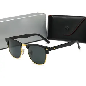 New Classic rivet semi-metal sunglasses women's sunglasses large frame men's frog glasses sunglasses
